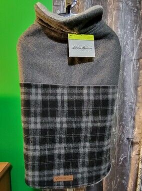 Eddie Bauer Heather Gray Plaid Pet Fleece Jacket